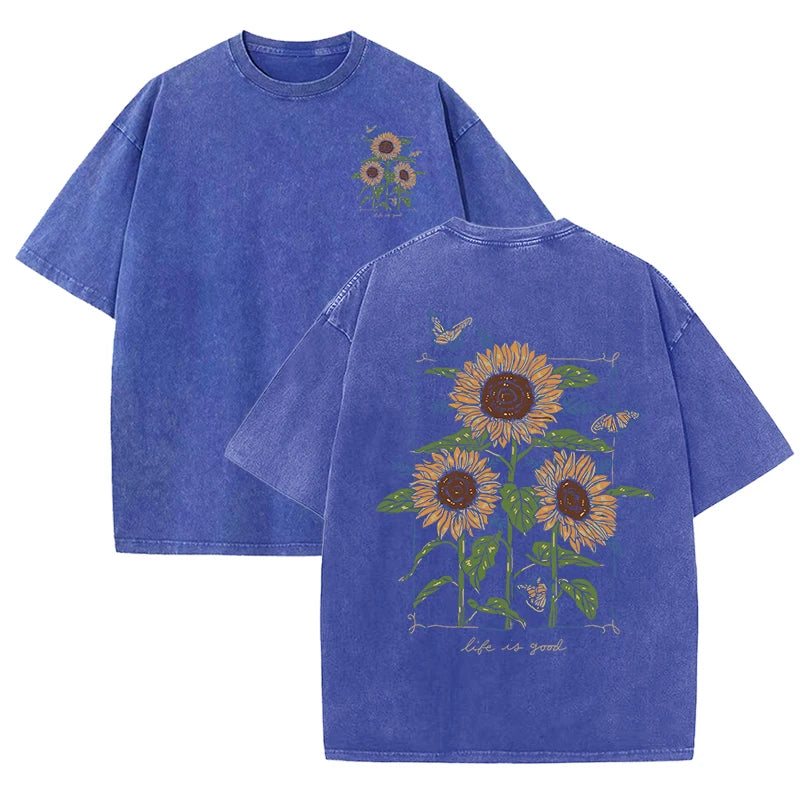Lift Is Good Beautiful Sunflower Print T Shirts