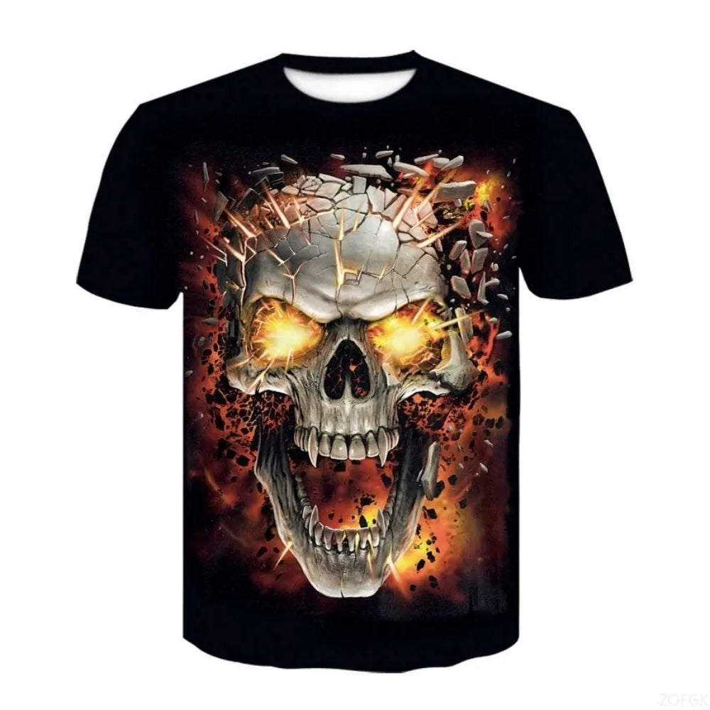 Halloween Horror Skull Print Casual T-shirt