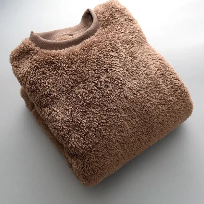 Plain Soft Plush Thermal Double-sided Coral Velvet Sweatshirts