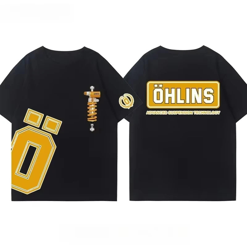 OHLINS Motorcycle Shock Absorber Modified Cotton T-shirt