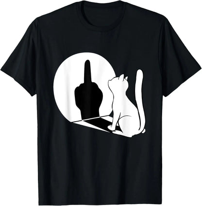 Middle Fi*ger Funny Cat Statement Cotton T-Shirt