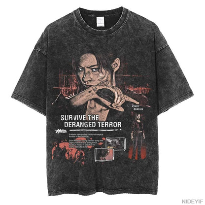 1990S Resident Evil Biohazard Leon Kennedy Oversized T shirt 100% Cotton
