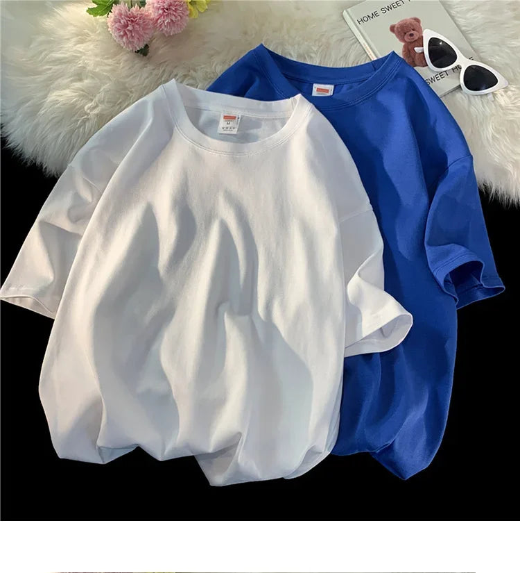 210g Cotton Solid Color Oversize Casual Tshirt 5XL