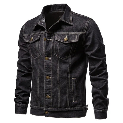 Denim Jackets Slim Fit Cotton Casual Black Blue Coats