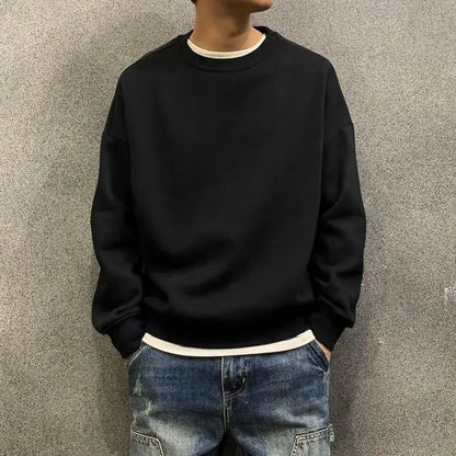 Fleeced Solid Simple Color Sweatshirts