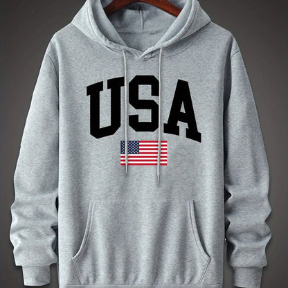 Casual Loose Oversized USA Flag Fleece Hoodies