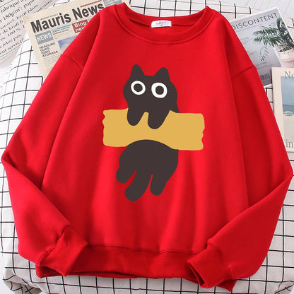 Tape Cat Cute Cartoons Loose Sweatshirts
