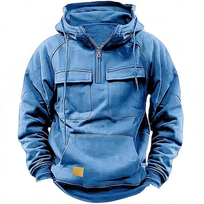 Multi Pocket Patch Casual Hoodie Pullover