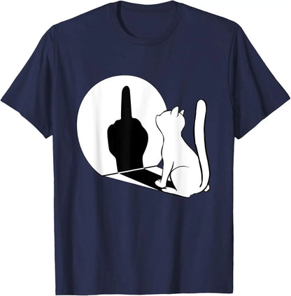 Middle Fi*ger Funny Cat Statement Cotton T-Shirt