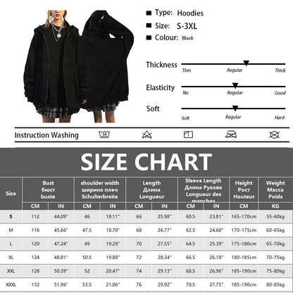 Initial D Zipper Hoodie Casual Vintage Loose