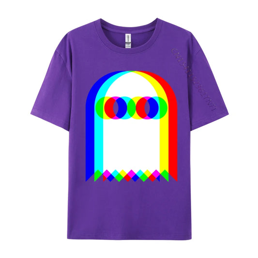 Ghost Trippy Vaporwave Halloween Techno Rave Cotton T-Shirt