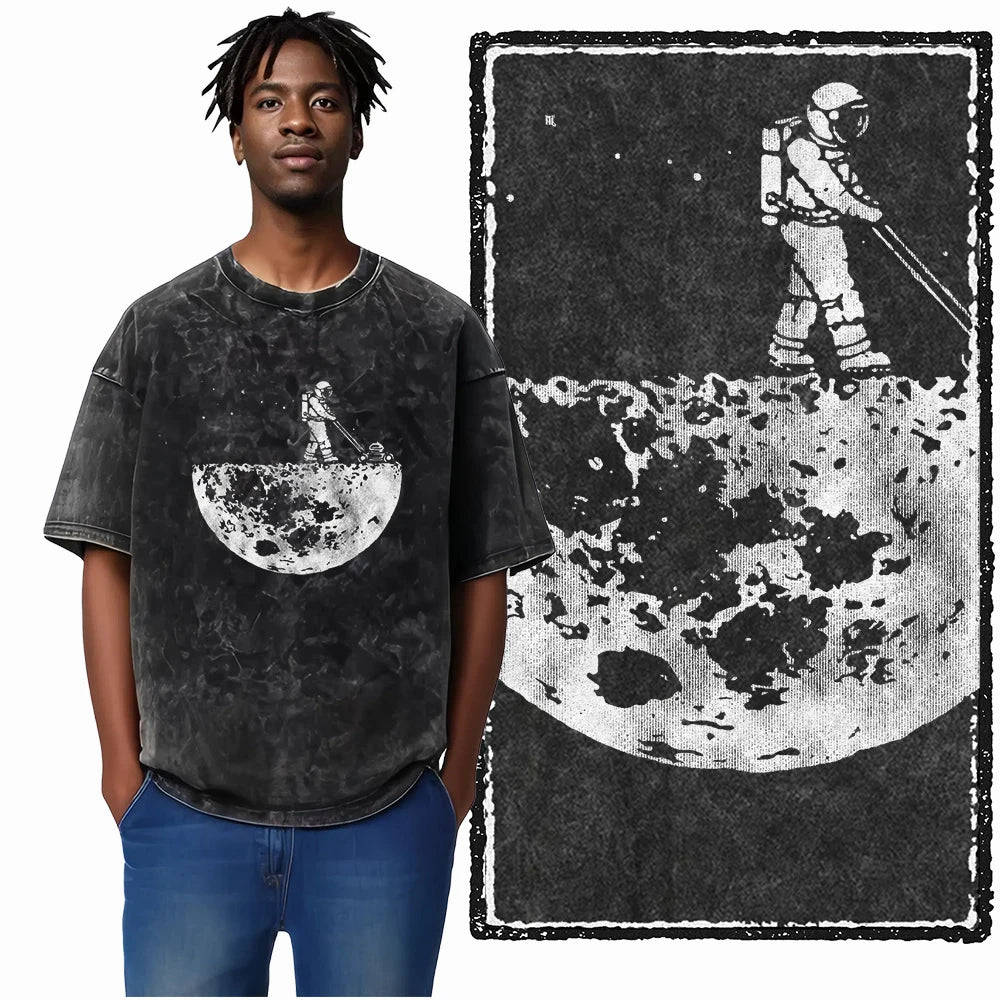 ASTRONAUT SPACE THEMES Printed Cotton Big Size T Shirt