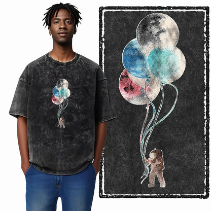 ASTRONAUT SPACE THEMES Printed Cotton Big Size T Shirt
