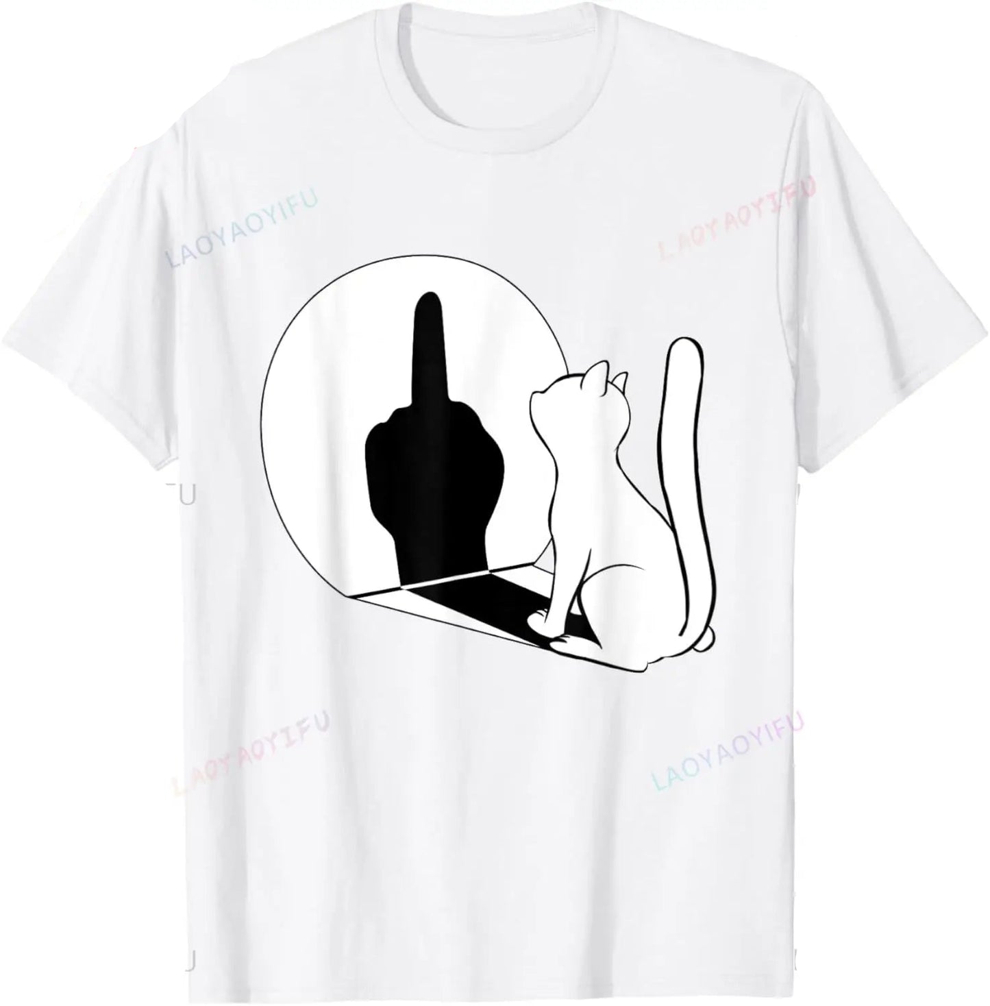 Middle Fi*ger Funny Cat Statement Cotton T-Shirt