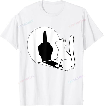 Middle Fi*ger Funny Cat Statement Cotton T-Shirt
