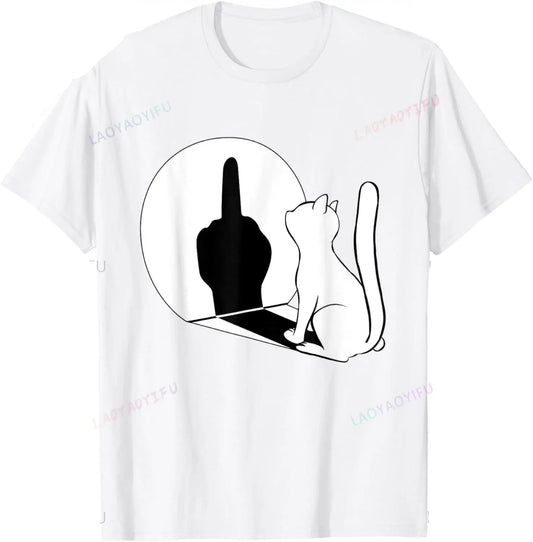 Middle Fi*ger Funny Cat Statement Cotton T-Shirt