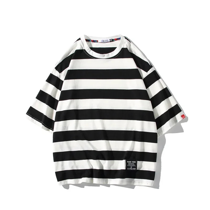 Striped Men's Casual Oversized T Shirts