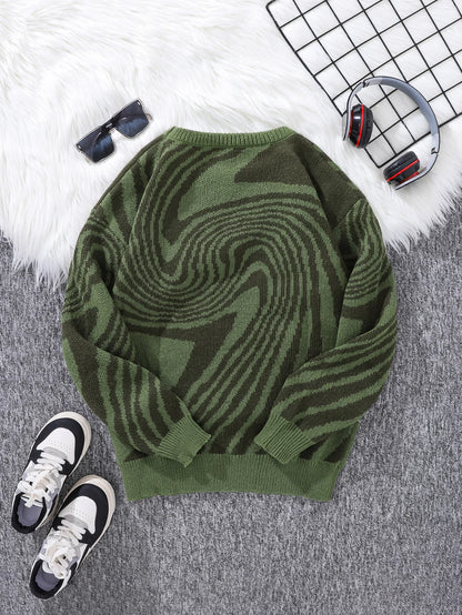 New Popular Maze Jacquard Pattern Knitted Pullover Sweater