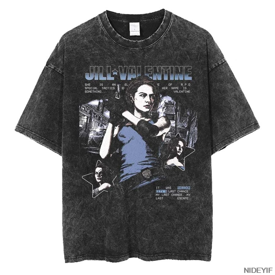 1990S Resident Evil Biohazard Leon Kennedy Oversized T shirt 100% Cotton