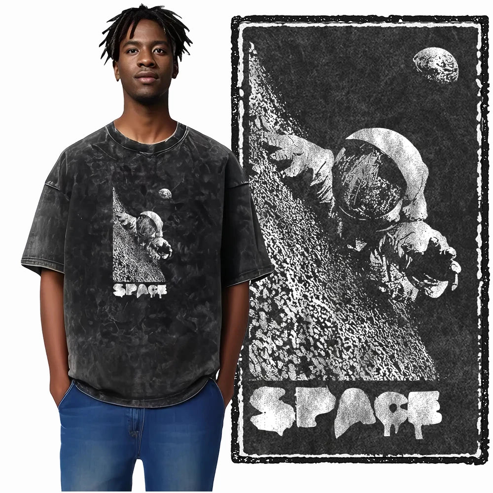 ASTRONAUT SPACE THEMES Printed Cotton Big Size T Shirt