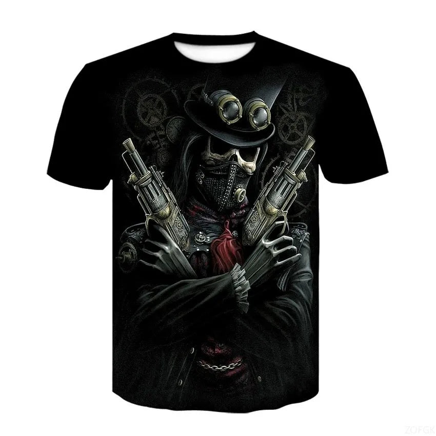 Halloween Horror Skull Print Casual T-shirt