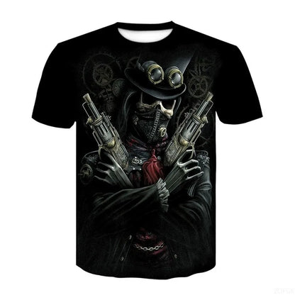 Halloween Horror Skull Print Casual T-shirt