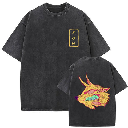 Anime Chainsaw Retro T-shirt Cartoon Denji Pochita Graphic Oversized