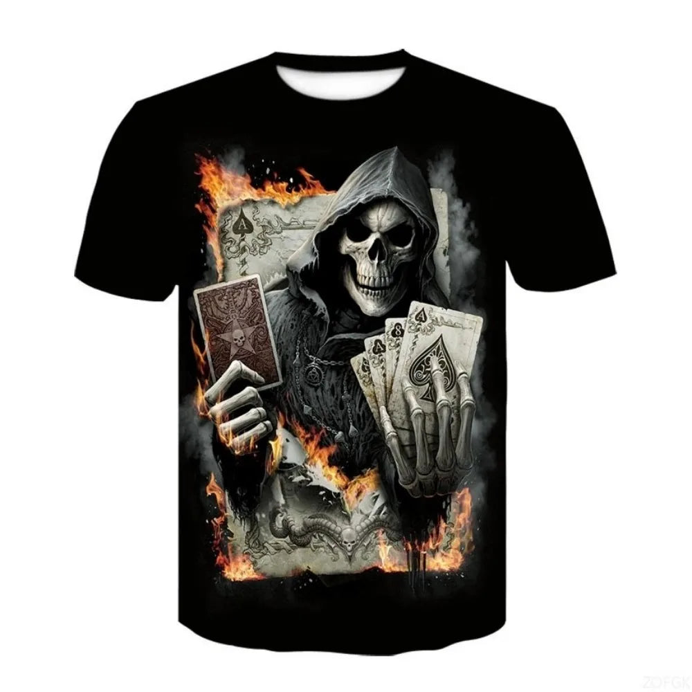 Halloween Horror Skull Print Casual T-shirt