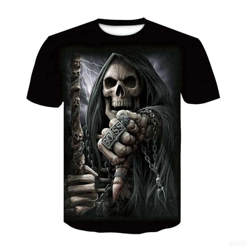 Halloween Horror Skull Print Casual T-shirt