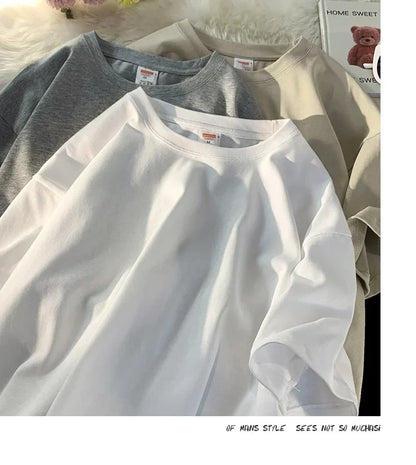 210g Cotton Solid Color Oversize Casual Tshirt 5XL