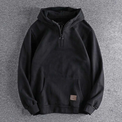 Half Zip Hoodie Vintage Heavyweight Pullover