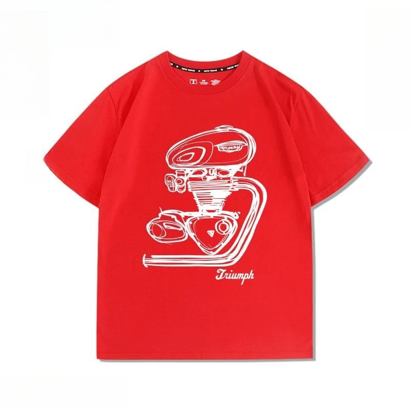 Motorcycle Engine T120 Retro Printed Loose T-shirt