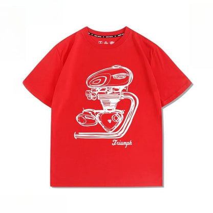 Motorcycle Engine T120 Retro Printed Loose T-shirt