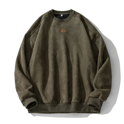 TFETTERS Suede Sweatshirt Solid Color Baggy Pullovers