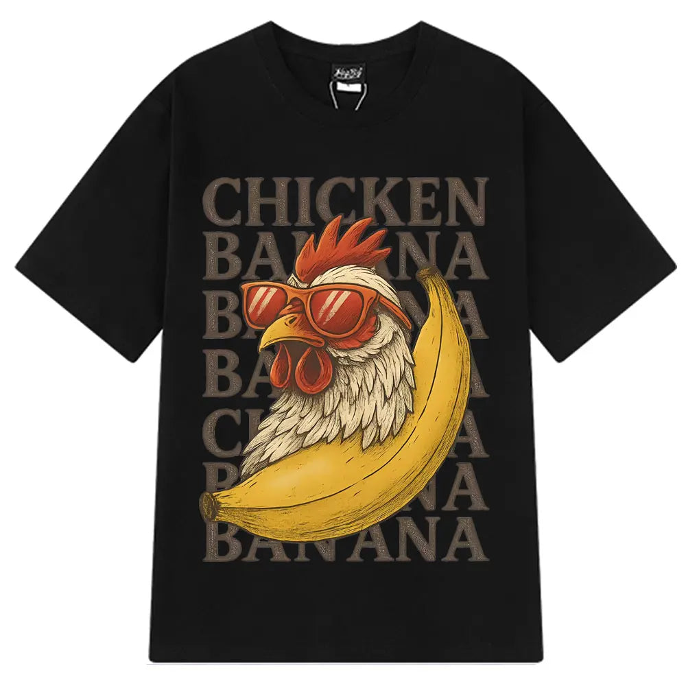 Chicken Banana Funny Meme Oversized T-shirts