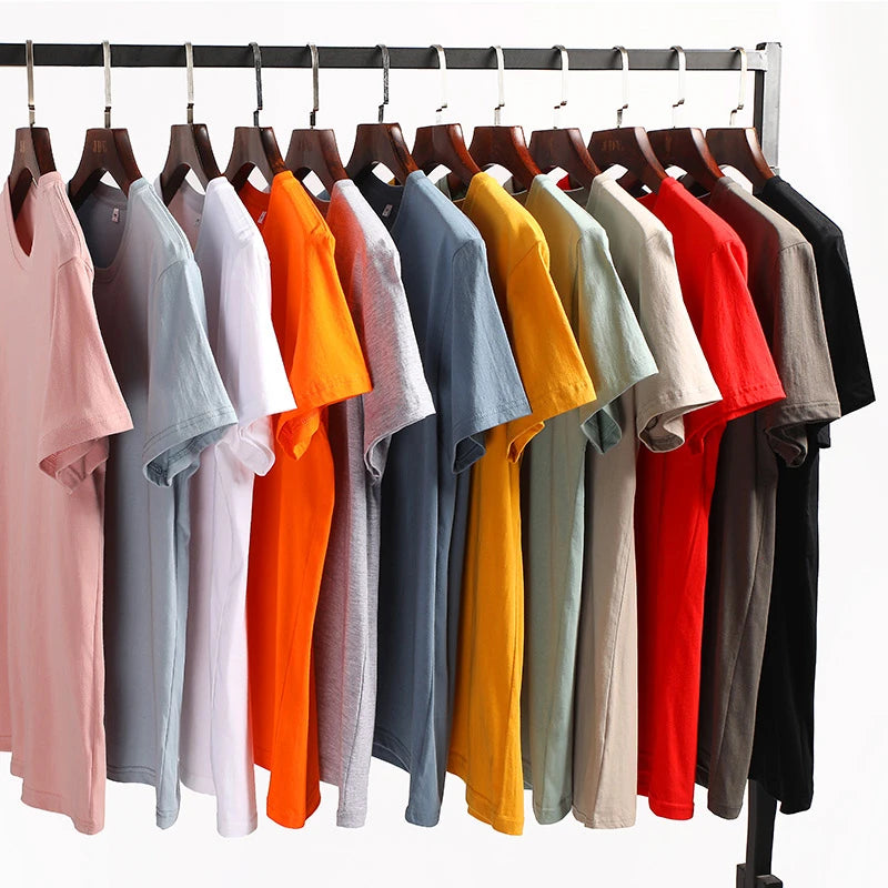 Men's Solid Color Round Neck Cotton T-shirt
