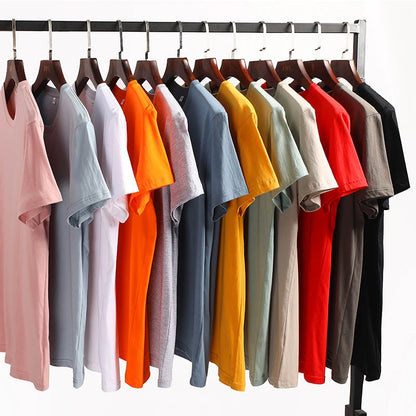 Men's Solid Color Round Neck Cotton T-shirt