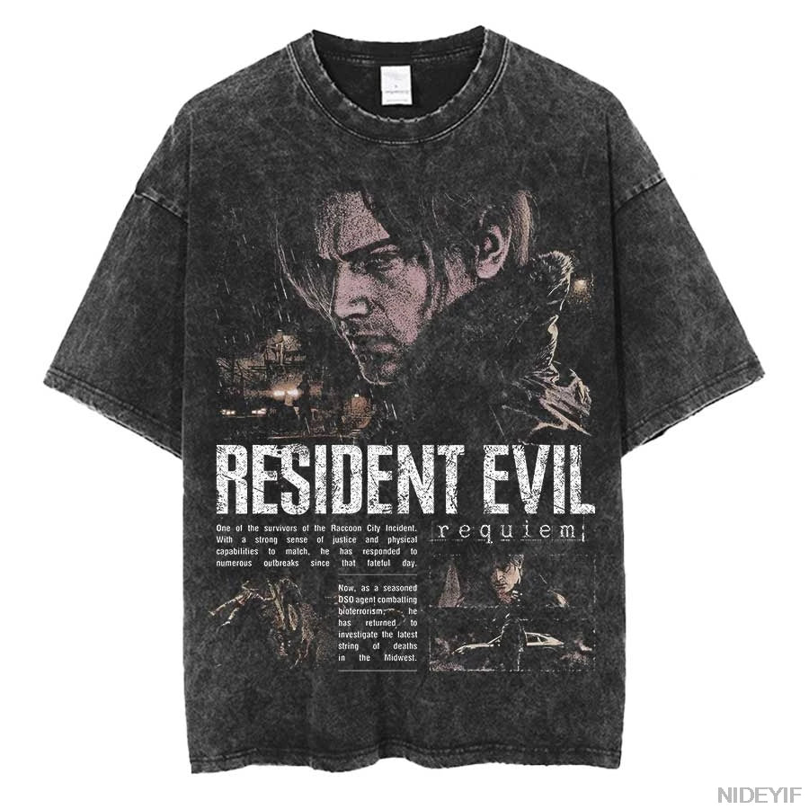 1990S Resident Evil Biohazard Leon Kennedy Oversized T shirt 100% Cotton