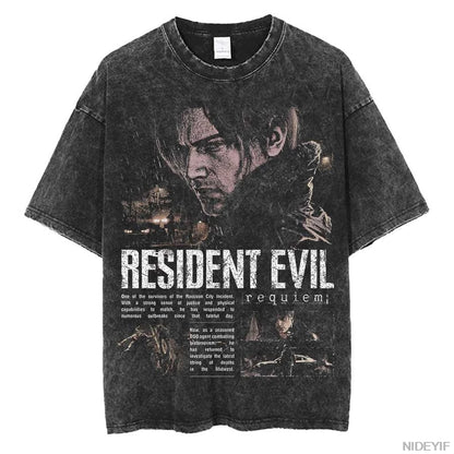 1990S Resident Evil Biohazard Leon Kennedy Oversized T shirt 100% Cotton