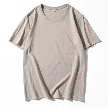 Men's Solid Color Round Neck Cotton T-shirt