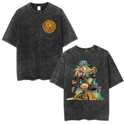 Anime Jojo Bizarre Adventure STEEL BALL RUN Manga Casual T-shirt