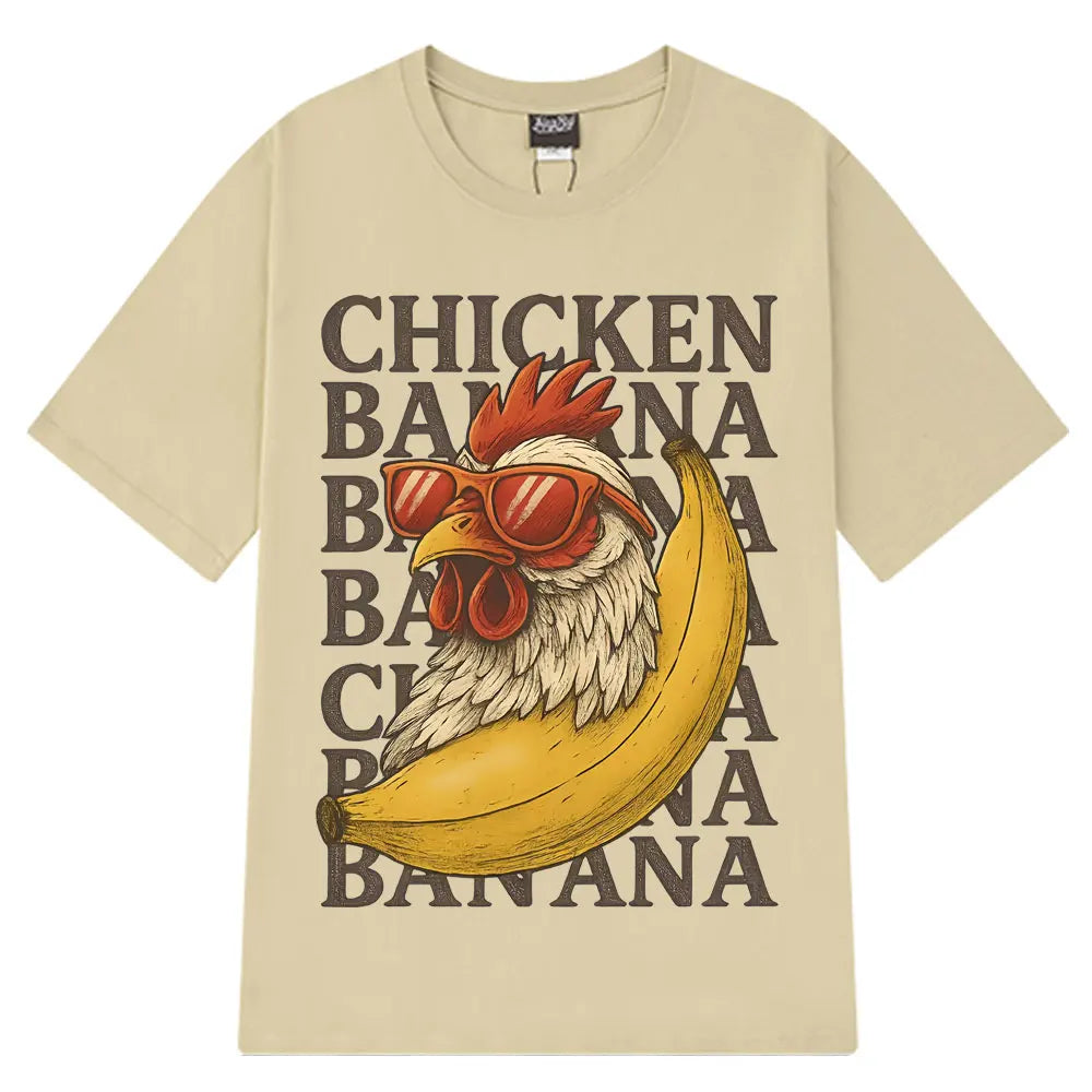 Chicken Banana Funny Meme Oversized T-shirts