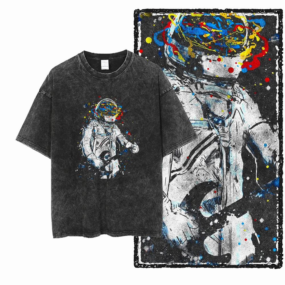 ASTRONAUT SPACE THEMES Printed Cotton Big Size T Shirt