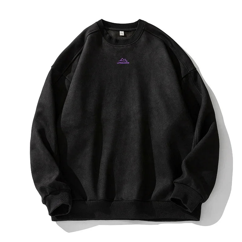 TFETTERS Suede Sweatshirt Solid Color Baggy Pullovers