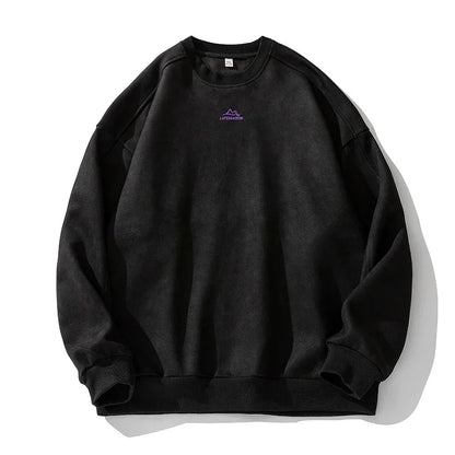 TFETTERS Suede Sweatshirt Solid Color Baggy Pullovers