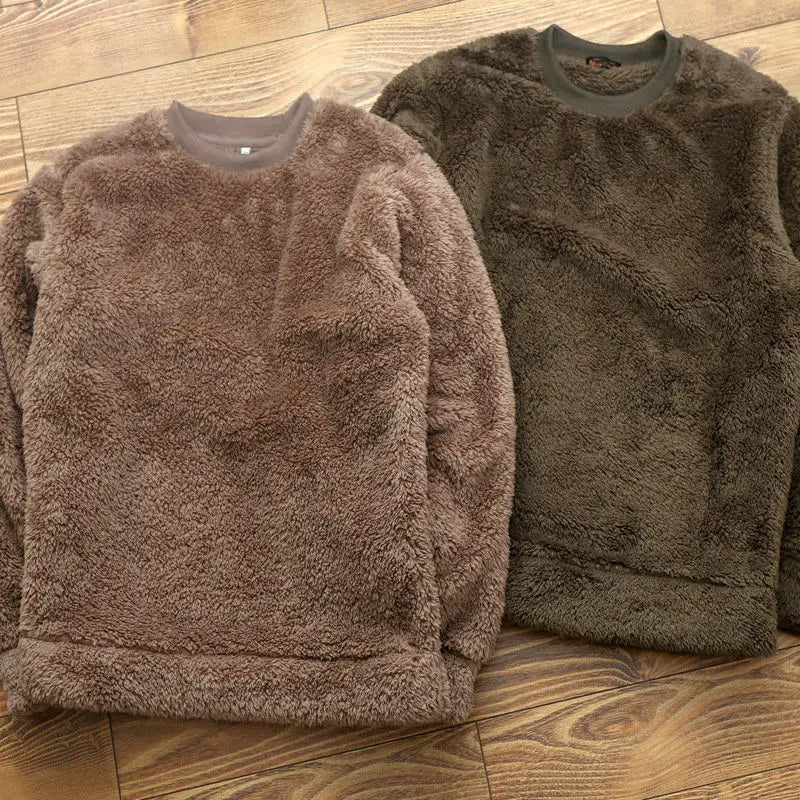 Plain Soft Plush Thermal Double-sided Coral Velvet Sweatshirts