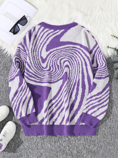 New Popular Maze Jacquard Pattern Knitted Pullover Sweater