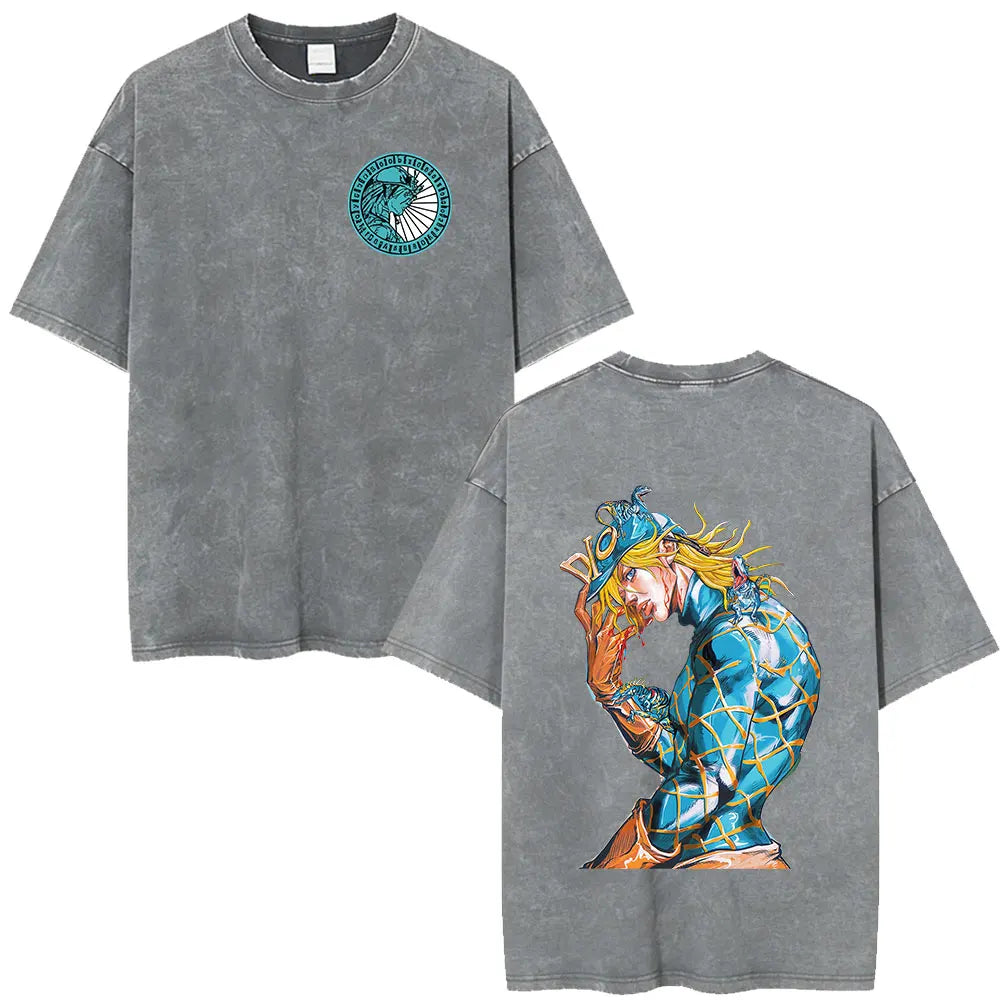 Anime Jojo Bizarre Adventure STEEL BALL RUN Manga Casual T-shirt