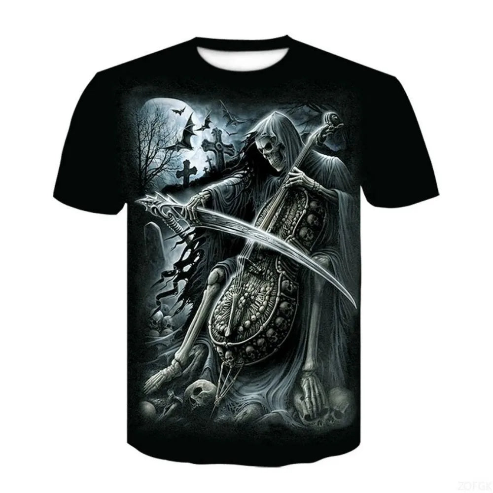 Halloween Horror Skull Print Casual T-shirt