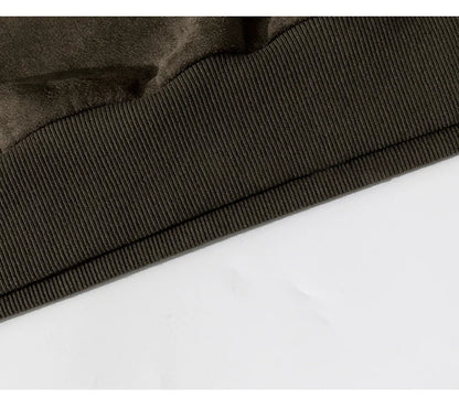 TFETTERS Suede Sweatshirt Solid Color Baggy Pullovers